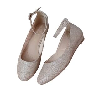 Dream Pairs Size 6.5 Sparkling Gold Revona Ankle Strap Dressy Formal Flats